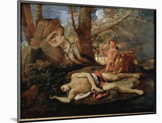 Echo and Narcissus - Oil on Canvas, 1627-1628-Nicolas Poussin-Mounted Giclee Print