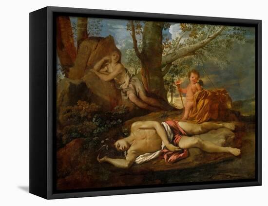 Echo and Narcissus or the Death of Narcissus-Nicolas Poussin-Framed Premier Image Canvas