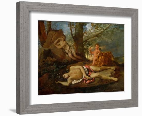 Echo and Narcissus or the Death of Narcissus-Nicolas Poussin-Framed Giclee Print