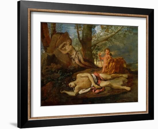 Echo and Narcissus or the Death of Narcissus-Nicolas Poussin-Framed Giclee Print