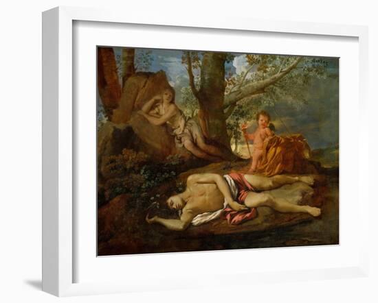 Echo and Narcissus or the Death of Narcissus-Nicolas Poussin-Framed Giclee Print