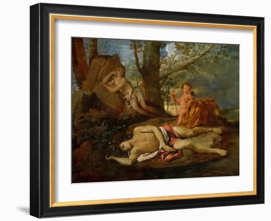 Echo and Narcissus or the Death of Narcissus-Nicolas Poussin-Framed Giclee Print