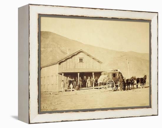 Echo City, Utah Territory Stagecoach And Stop, ca. 1869-Andrew Russell-Framed Stretched Canvas