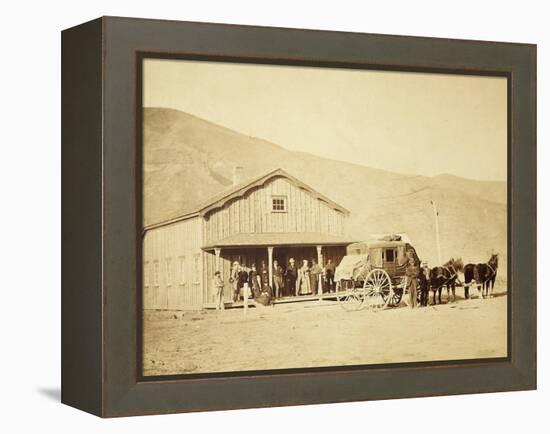 Echo City, Utah Territory Stagecoach And Stop, ca. 1869-Andrew Russell-Framed Stretched Canvas