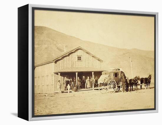 Echo City, Utah Territory Stagecoach And Stop, ca. 1869-Andrew Russell-Framed Stretched Canvas