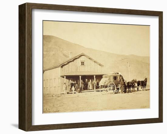 Echo City, Utah Territory Stagecoach And Stop, ca. 1869-Andrew Russell-Framed Art Print