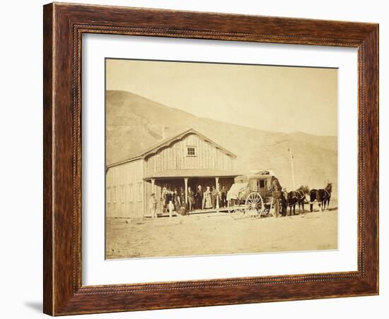 Echo City, Utah Territory Stagecoach And Stop, ca. 1869-Andrew Russell-Framed Art Print