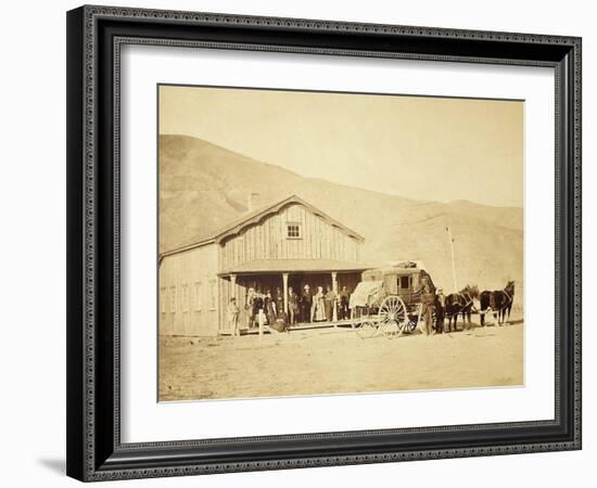 Echo City, Utah Territory Stagecoach And Stop, ca. 1869-Andrew Russell-Framed Art Print