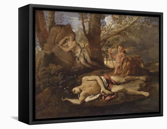 Echo et Narcisse-Nicolas Poussin-Framed Premier Image Canvas