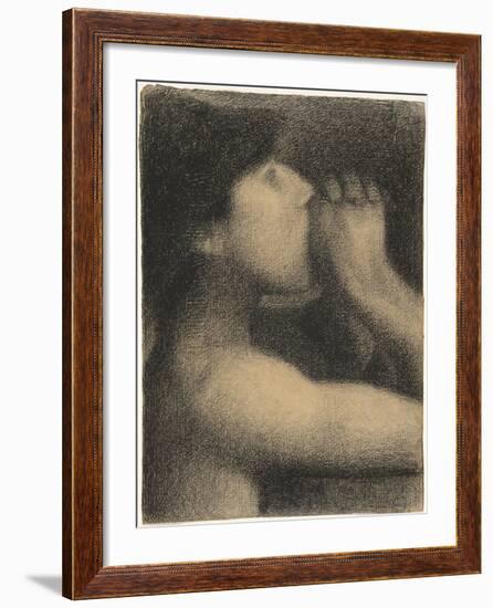 Echo, Study for ' Bathers at Asnieres', 1883-4-Georges Seurat-Framed Giclee Print
