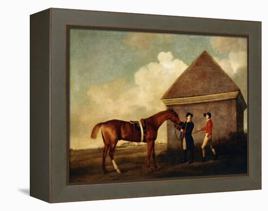 Eclipse', a Dark Chestnut Racehorse, by the Rubbing Down House at Newmarket-George Stubbs-Framed Premier Image Canvas