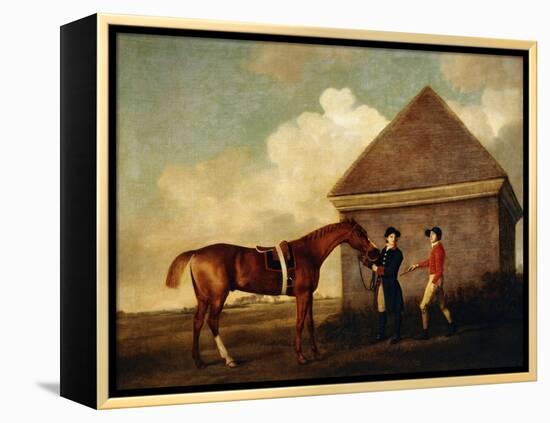 Eclipse', a Dark Chestnut Racehorse, by the Rubbing Down House at Newmarket-George Stubbs-Framed Premier Image Canvas