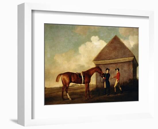 Eclipse', a Dark Chestnut Racehorse Held by a Groom, with a Jockey, Possibly Jack Oakley, by the…-George Stubbs-Framed Giclee Print