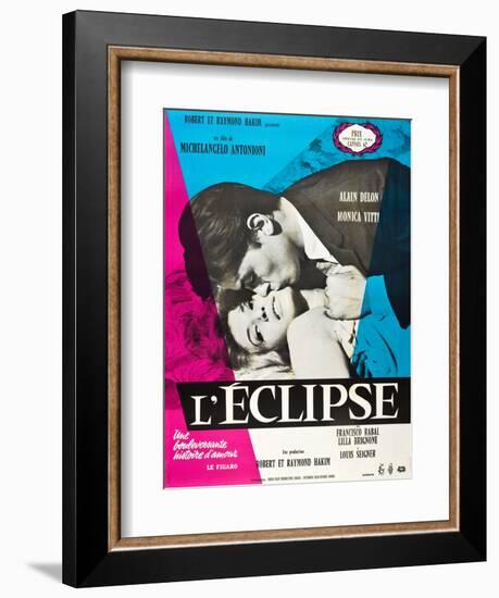 Eclipse, (aka L'Eclisse), Alain Delon, Monica Vitti on French Poster Art, 1962-null-Framed Premium Giclee Print