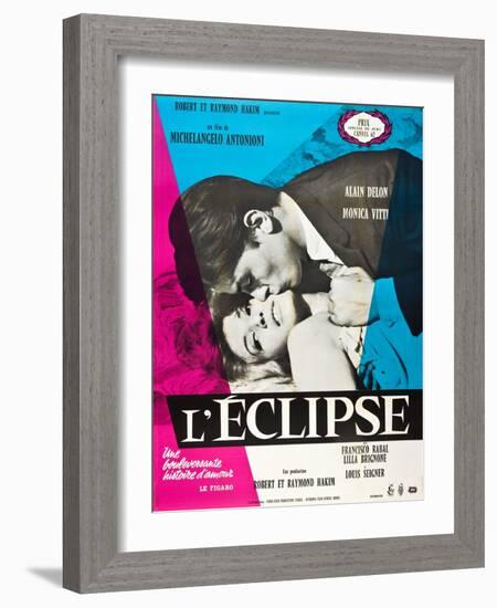 Eclipse, (aka L'Eclisse), Alain Delon, Monica Vitti on French Poster Art, 1962-null-Framed Art Print