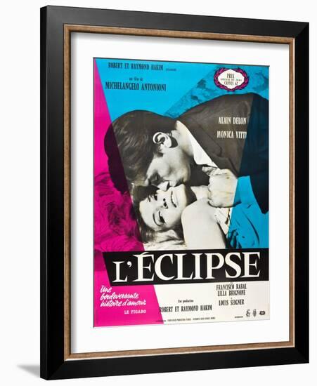 Eclipse, (aka L'Eclisse), Alain Delon, Monica Vitti on French Poster Art, 1962-null-Framed Art Print