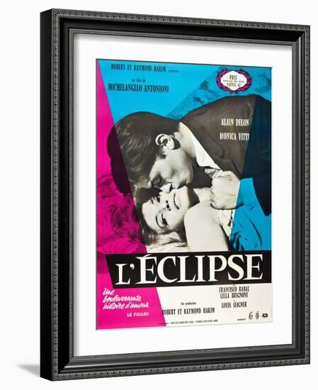 Eclipse, (aka L'Eclisse), Alain Delon, Monica Vitti on French Poster Art, 1962-null-Framed Art Print