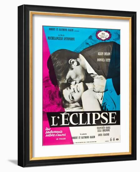 Eclipse, (aka L'Eclisse), Alain Delon, Monica Vitti on French Poster Art, 1962-null-Framed Art Print