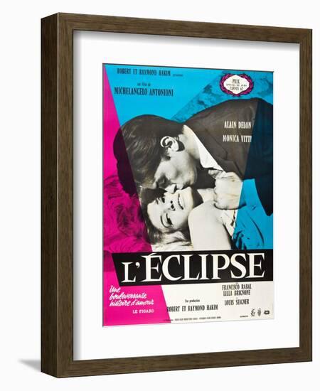 Eclipse, (aka L'Eclisse), Alain Delon, Monica Vitti on French Poster Art, 1962-null-Framed Art Print