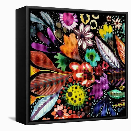 Eclosion Black Linen-Sylvie Demers-Framed Premier Image Canvas