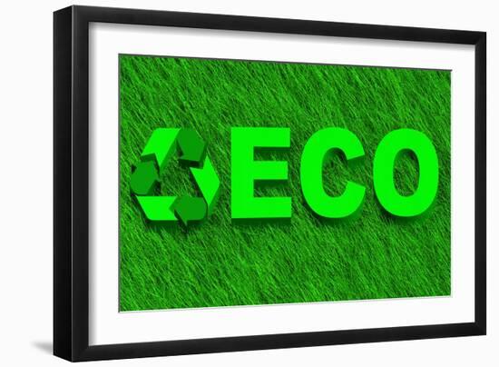 Eco Word over Green Grass-marphotography-Framed Art Print