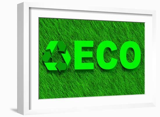 Eco Word over Green Grass-marphotography-Framed Art Print