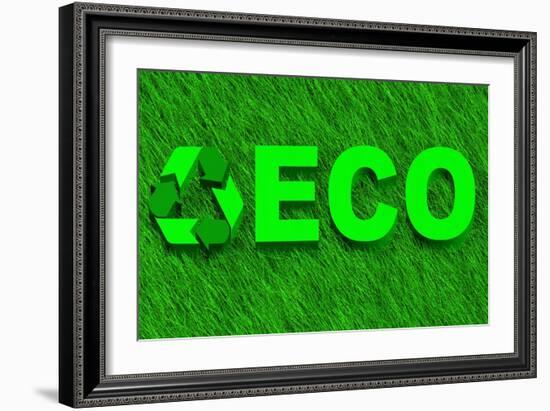 Eco Word over Green Grass-marphotography-Framed Art Print