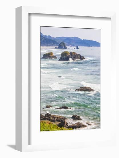 Ecola State Park, Oregon, USA. Sea stacks and surf at Ecola State Park on the Oregon coast.-Emily Wilson-Framed Photographic Print