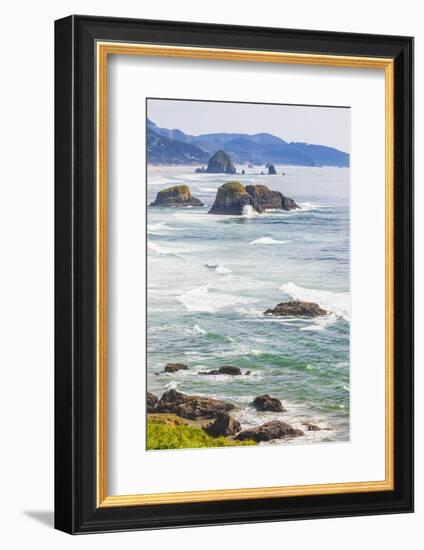 Ecola State Park, Oregon, USA. Sea stacks and surf at Ecola State Park on the Oregon coast.-Emily Wilson-Framed Photographic Print