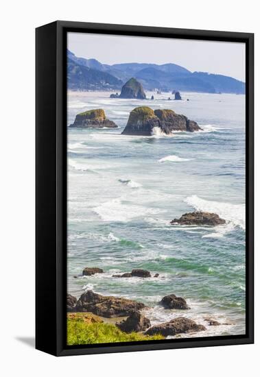 Ecola State Park, Oregon, USA. Sea stacks and surf at Ecola State Park on the Oregon coast.-Emily Wilson-Framed Premier Image Canvas