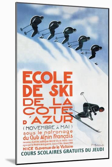 Ecole de Ski-Simon Garnier-Mounted Art Print