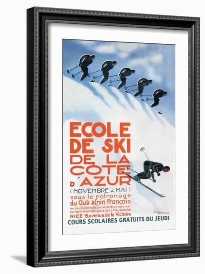 Ecole de Ski-Simon Garnier-Framed Art Print