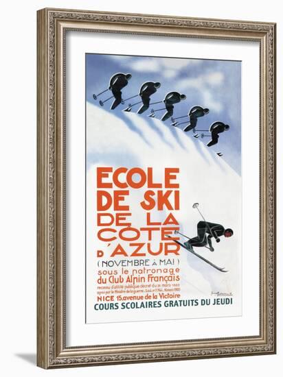 Ecole de Ski-Simon Garnier-Framed Art Print