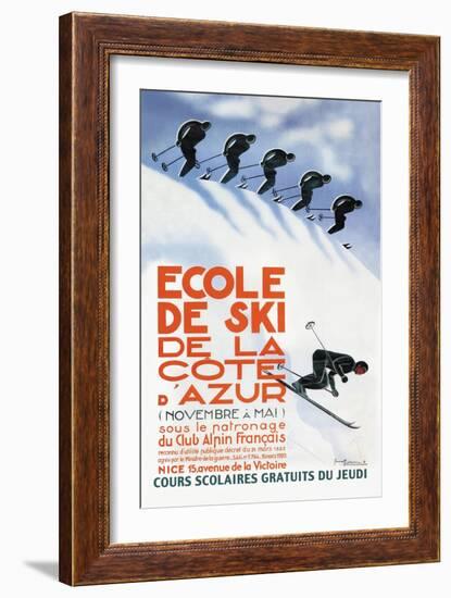 Ecole de Ski-Simon Garnier-Framed Art Print