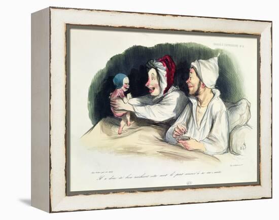 Ecstatic Parents with their New Baby-Honore Daumier-Framed Premier Image Canvas