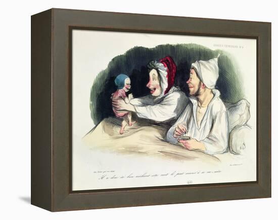 Ecstatic Parents with their New Baby-Honore Daumier-Framed Premier Image Canvas