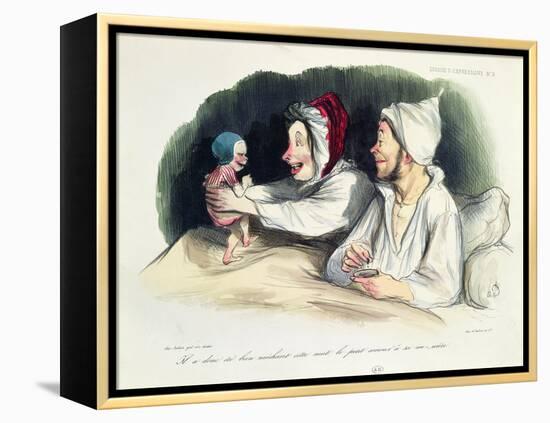 Ecstatic Parents with their New Baby-Honore Daumier-Framed Premier Image Canvas