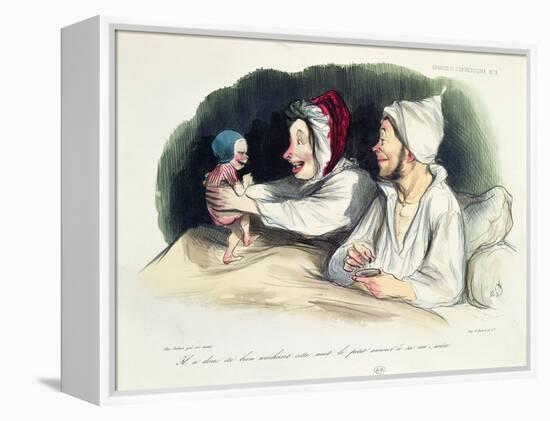 Ecstatic Parents with their New Baby-Honore Daumier-Framed Premier Image Canvas