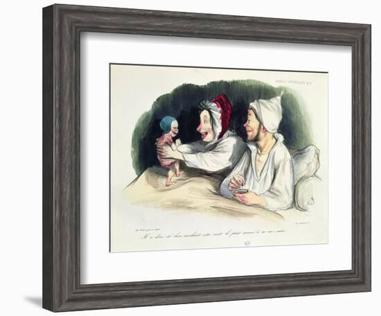 Ecstatic Parents with their New Baby-Honore Daumier-Framed Giclee Print