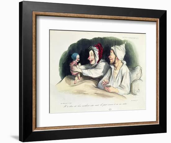 Ecstatic Parents with their New Baby-Honore Daumier-Framed Giclee Print