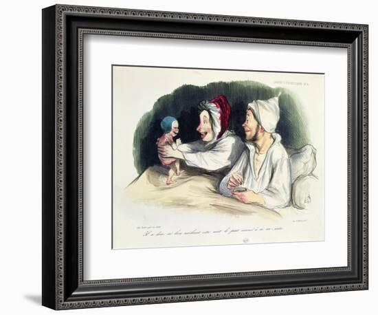 Ecstatic Parents with their New Baby-Honore Daumier-Framed Giclee Print