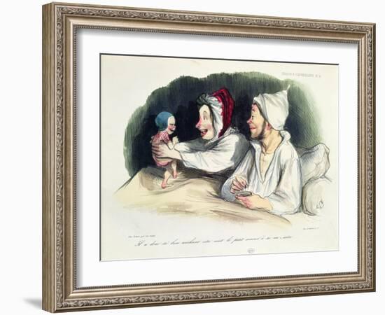 Ecstatic Parents with their New Baby-Honore Daumier-Framed Giclee Print