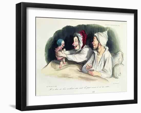 Ecstatic Parents with their New Baby-Honore Daumier-Framed Giclee Print