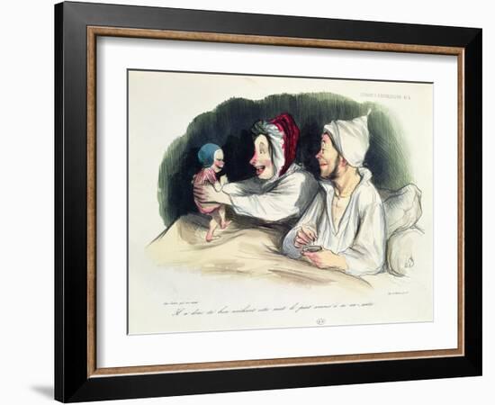 Ecstatic Parents with their New Baby-Honore Daumier-Framed Giclee Print