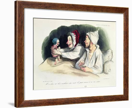 Ecstatic Parents with their New Baby-Honore Daumier-Framed Giclee Print