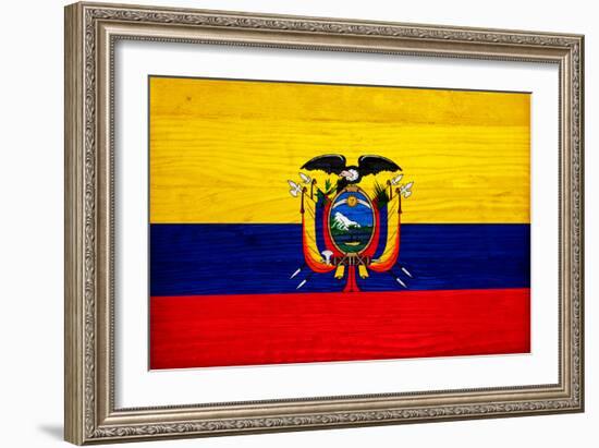 Ecuador Flag Design with Wood Patterning - Flags of the World Series-Philippe Hugonnard-Framed Art Print