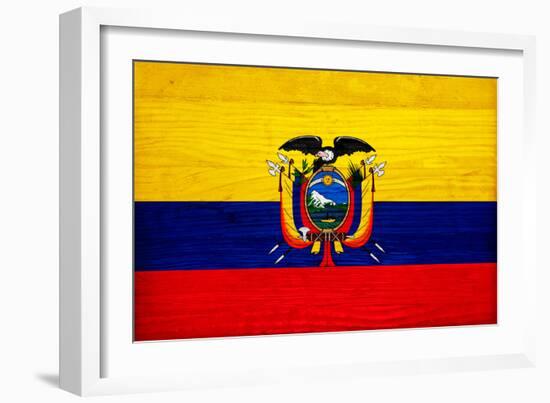 Ecuador Flag Design with Wood Patterning - Flags of the World Series-Philippe Hugonnard-Framed Art Print