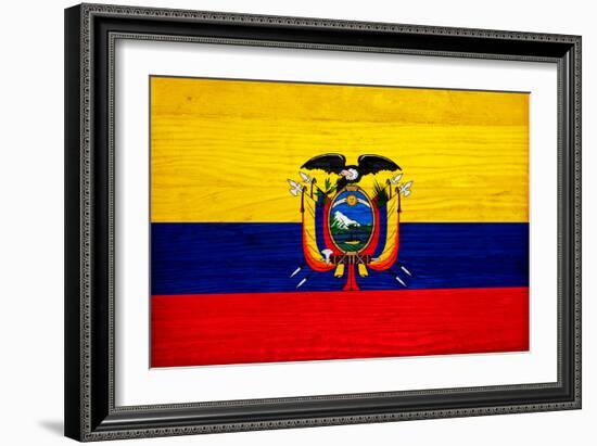 Ecuador Flag Design with Wood Patterning - Flags of the World Series-Philippe Hugonnard-Framed Art Print