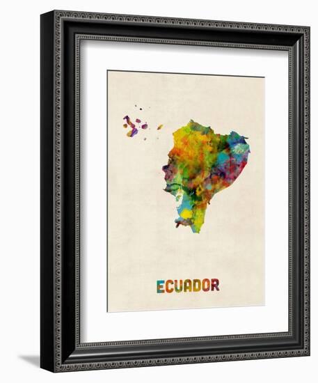 Ecuador Watercolor Map-Michael Tompsett-Framed Art Print