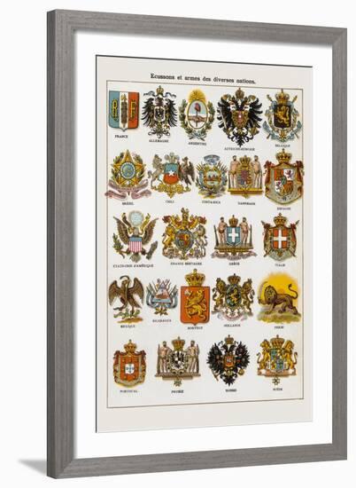 Ecussons et armes des diverses nations-Continental School-Framed Giclee Print